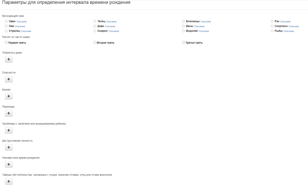 Ректификация гороскопа - интервал времени