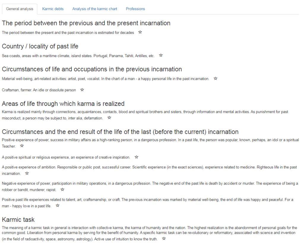 Karmic horoskope